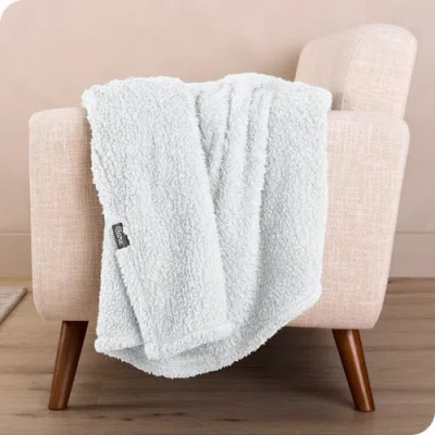 Bare Home Solid Faux Shearling Blanket In White