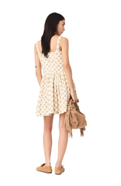 Maje Short Flared Patterned Dress In Gray