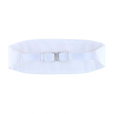Trafalgar Sutton Solid Color Silk Cummerbund & Bow Tie Bundle In White