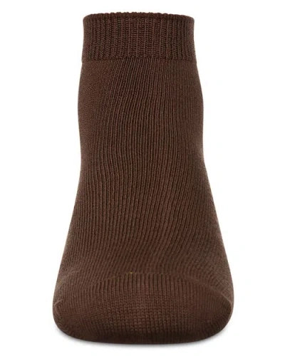 Memoi Basic Silky-soft Gauge Ankle Sock In Brown