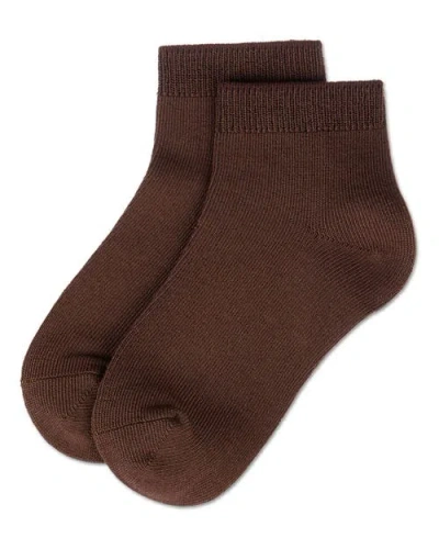 Memoi Basic Silky-soft Gauge Ankle Sock In Brown