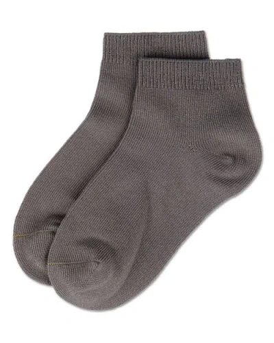 Memoi Basic Silky-soft Gauge Ankle Sock In Brown