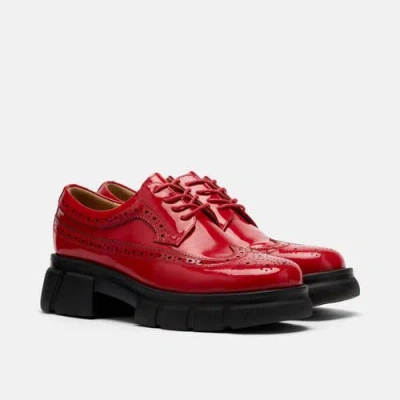Marc Nolan Ms. Alexander Leather Lug Wingtip Derby In Red