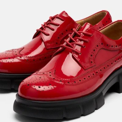 Marc Nolan Ms. Alexander Leather Lug Wingtip Derby In Red