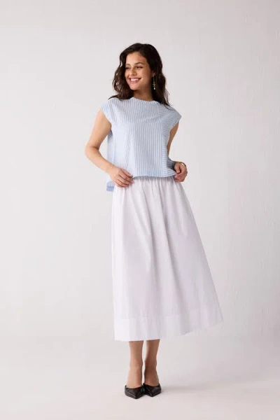 Reistor Button-back Crew Neck Top In Multi