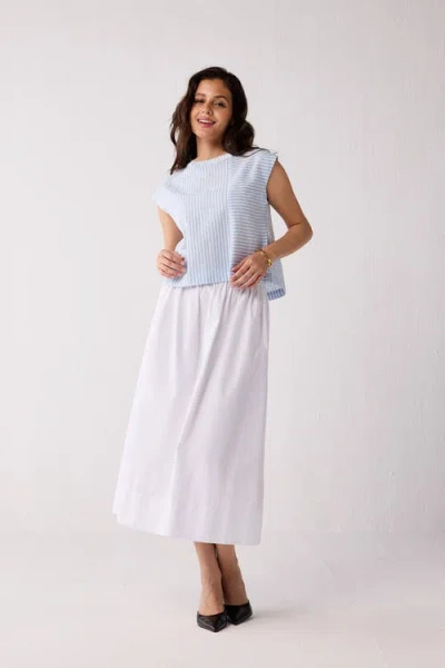 Reistor Button-back Crew Neck Top In Multi