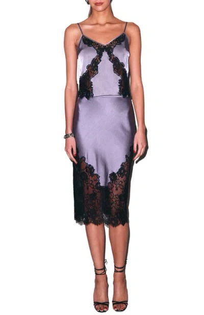 Fleur Du Mal Juliet Lace And Silk Skirt Lavender Smoke In Purple