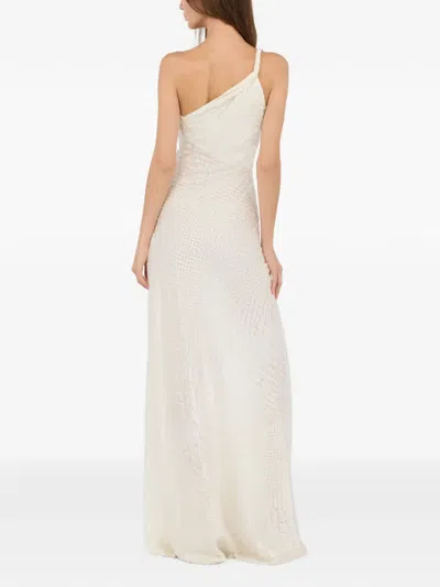 Roberto Cavalli White One-shoulder Dress With Scale Print