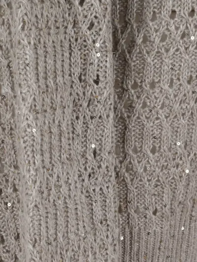 Brunello Cucinelli Micro Sequin Sweater Sweaters And Cardigans Beige In Brown