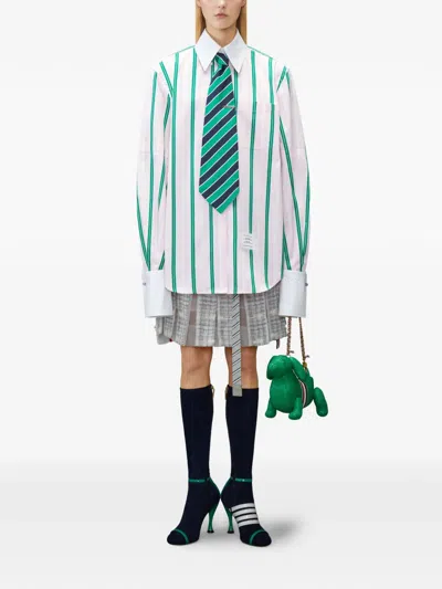 Thom Browne Striped Oversized Shirt In Multi