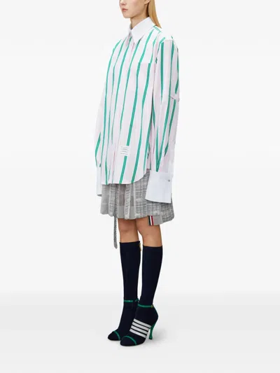 Thom Browne Striped Oversized Shirt In Multi