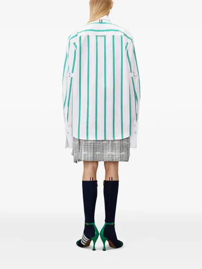Thom Browne Striped Oversized Shirt In Multi