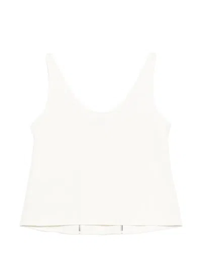 Low Classic Striped Button Top In White