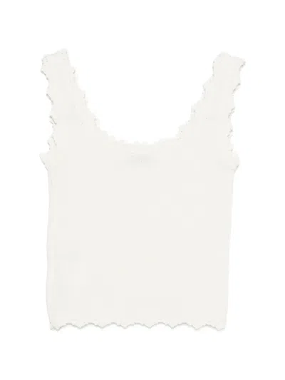 Low Classic Scalloped-trim Sleeveless Top In Multi