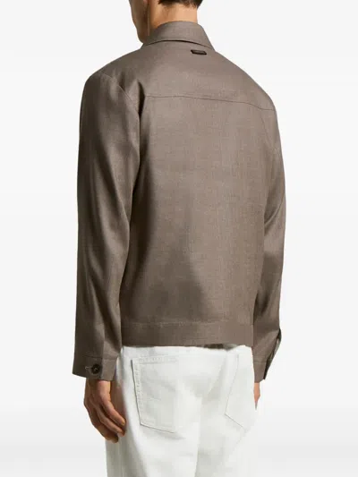 Peserico Flap-pocket Jacket In Brown