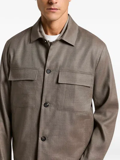 Peserico Flap-pocket Jacket In Brown