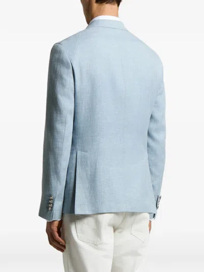 Peserico Six Button Double Breasted Blazer In Blue