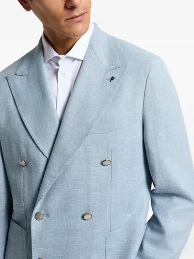 Peserico Six Button Double Breasted Blazer In Blue