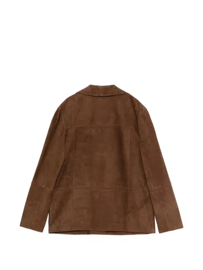 Alpha Studio Patch-pocket Suede Blazer In Brown