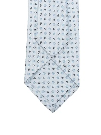 Borrelli Slim Patterned Tie Pointed Tip Design In Gray