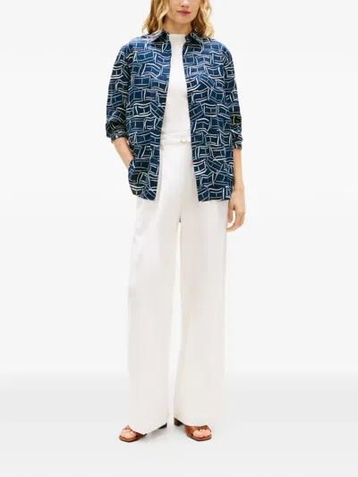 Tommy Hilfiger Patterned Buttoned Shirt In Blue