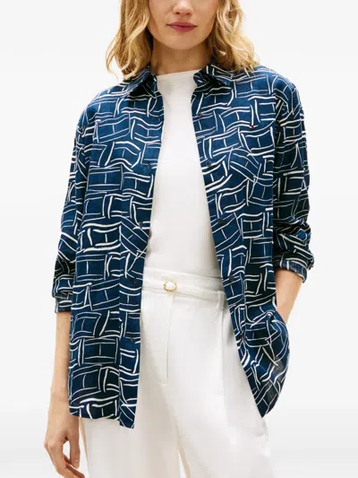 Tommy Hilfiger Patterned Buttoned Shirt In Blue