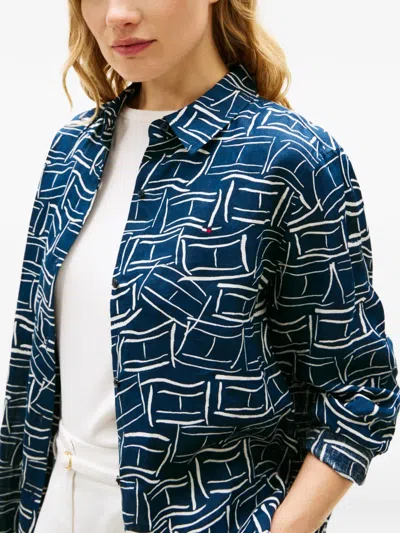 Tommy Hilfiger Patterned Buttoned Shirt In Blue
