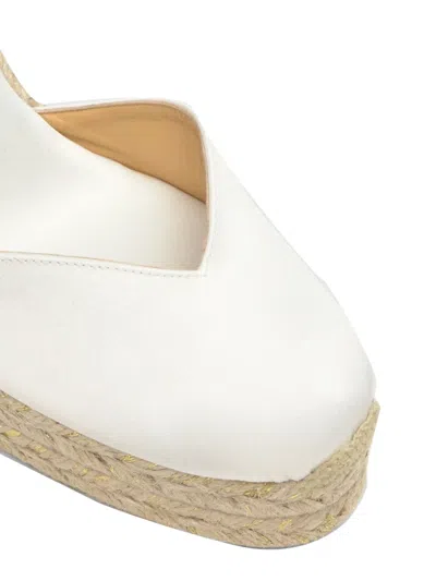 Castaã±er Platform Ankle Strap Espadrilles In White