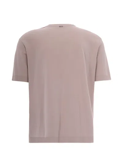 Herno T-shirt Knit Effect Grigio Perla In Pink