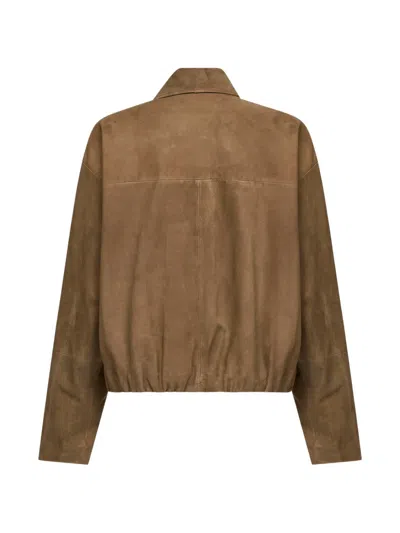 Arma Zip Leather Coat In Brown