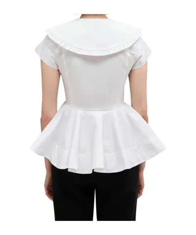 Ganni White Regular Solid Shirt In White