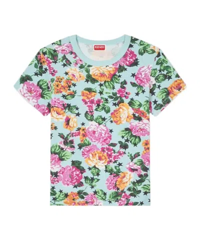 Kenzo Floral T-shirt In Blue