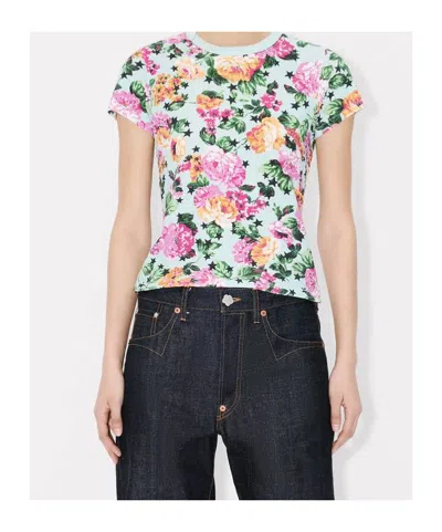 Kenzo Floral T-shirt In Blue