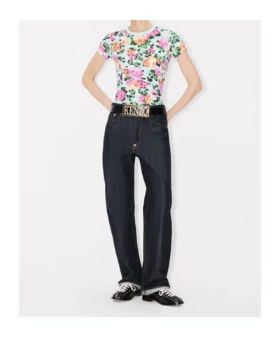 Kenzo Floral T-shirt In Blue