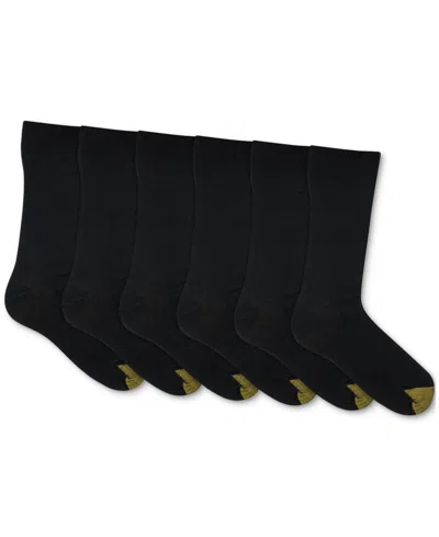 Gold Toe Men's 6-pack Cambridge Solid Crew Socks In Black