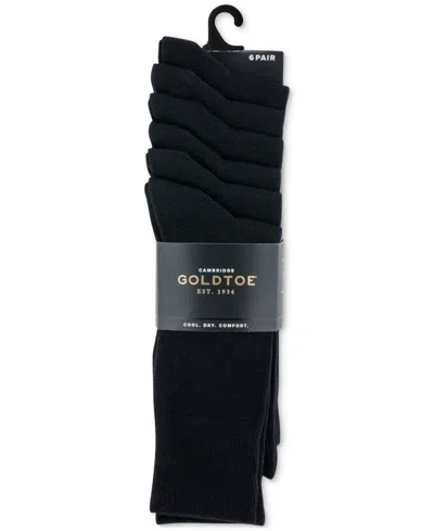 Gold Toe Men's 6-pack Cambridge Solid Crew Socks In Black