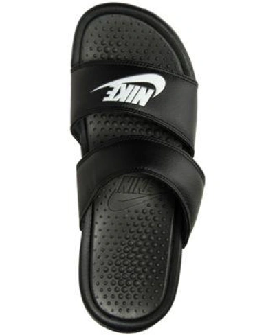 Shop Nike Women's Benassi Duo Ultra Slide Sandals From Finish Line In Black/white