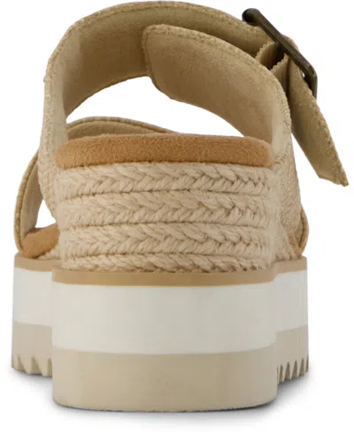Toms Women's Diana Mule Buckle Wedge Sandal Almond Raffia In Brown