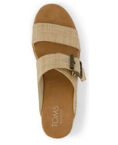 Toms Women's Diana Mule Buckle Wedge Sandal Almond Raffia In Brown