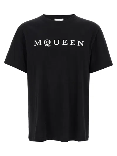 Alexander Mcqueen Logo Lettering Crewneck T-shirt In Black
