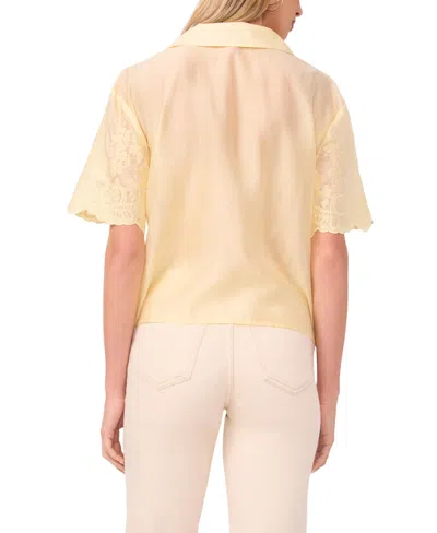Vince Camuto Relaxed Collat Button Front Blouse In Yellow