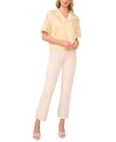 Vince Camuto Relaxed Collat Button Front Blouse In Yellow