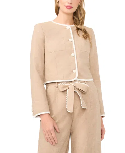 Cece Contrast Patch Pocket Jacket In Nude