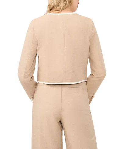 Cece Contrast Patch Pocket Jacket In Nude