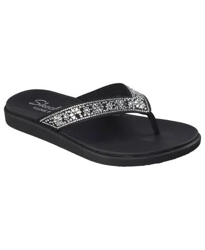 Skechers Meditation Luxe Sunny Glow Flip Flop In Black