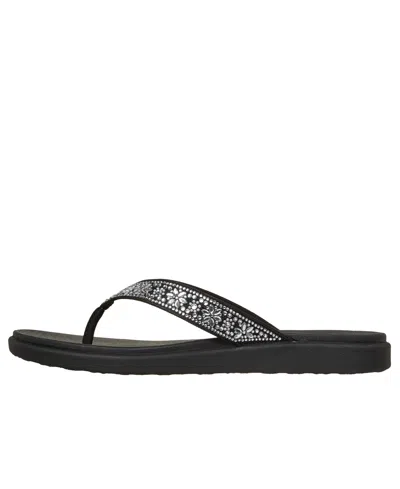 Skechers Meditation Luxe Sunny Glow Flip Flop In Black