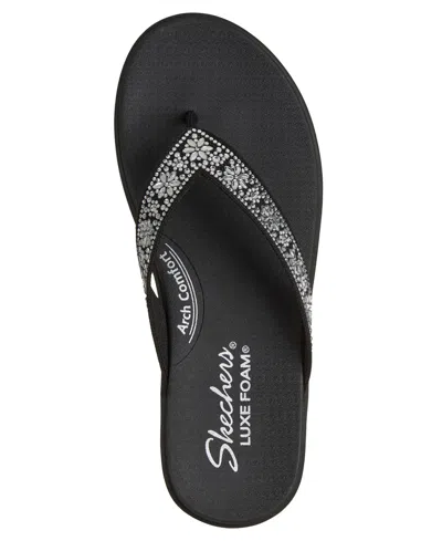 Skechers Meditation Luxe Sunny Glow Flip Flop In Black