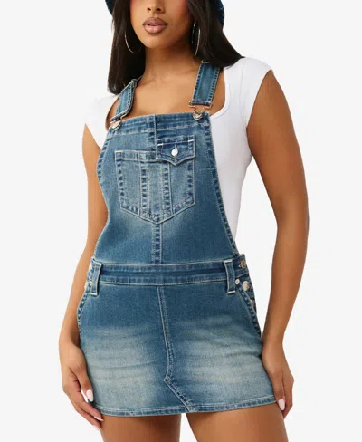 True Religion Denim Overall Minidress In Blue