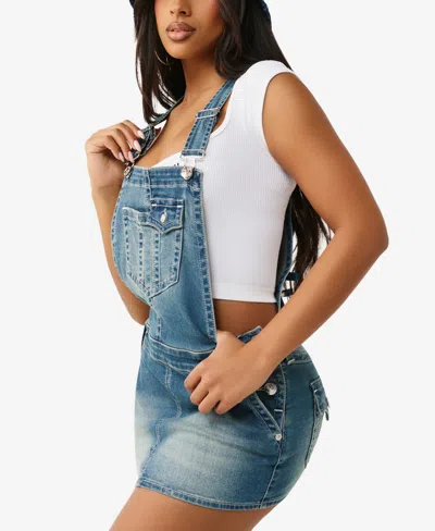 True Religion Denim Overall Minidress In Blue