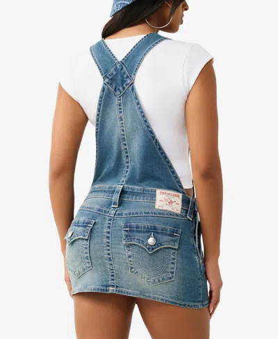 True Religion Denim Overall Minidress In Blue